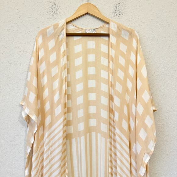 FREE PEOPLE Kenna Kimono Natural Striped Duster Cover Up NWT - Picture 4 of 11